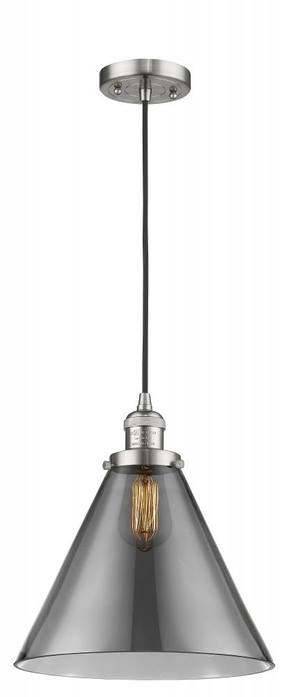 Cone - 1 Light - 12 inch - Brushed Satin Nickel - Cord hung - Mini Pendant