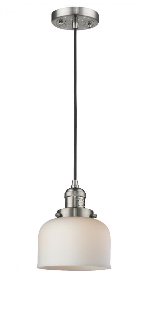 Bell - 1 Light - 8 inch - Brushed Satin Nickel - Cord hung - Mini Pendant