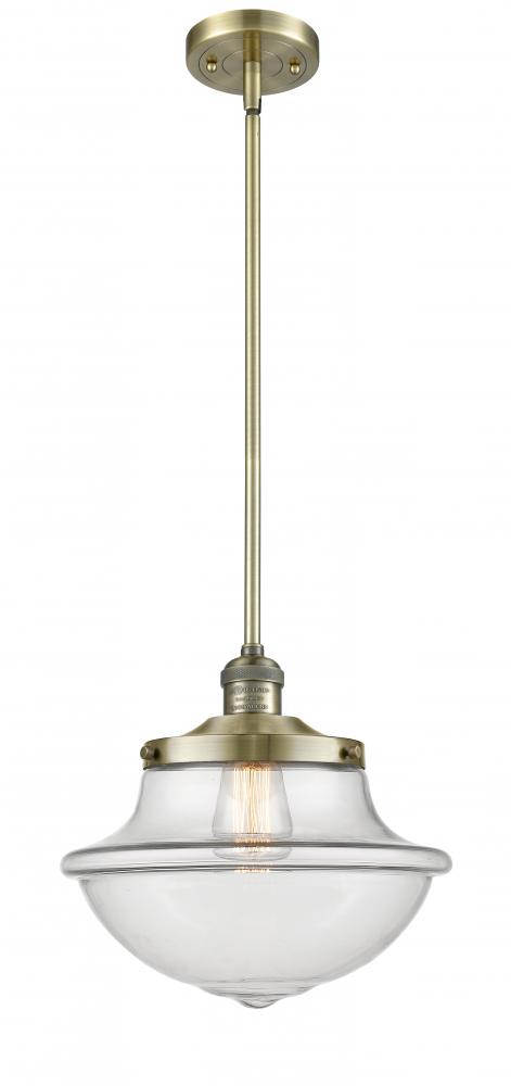 Oxford - 1 Light - 12 inch - Antique Brass - Stem Hung - Mini Pendant