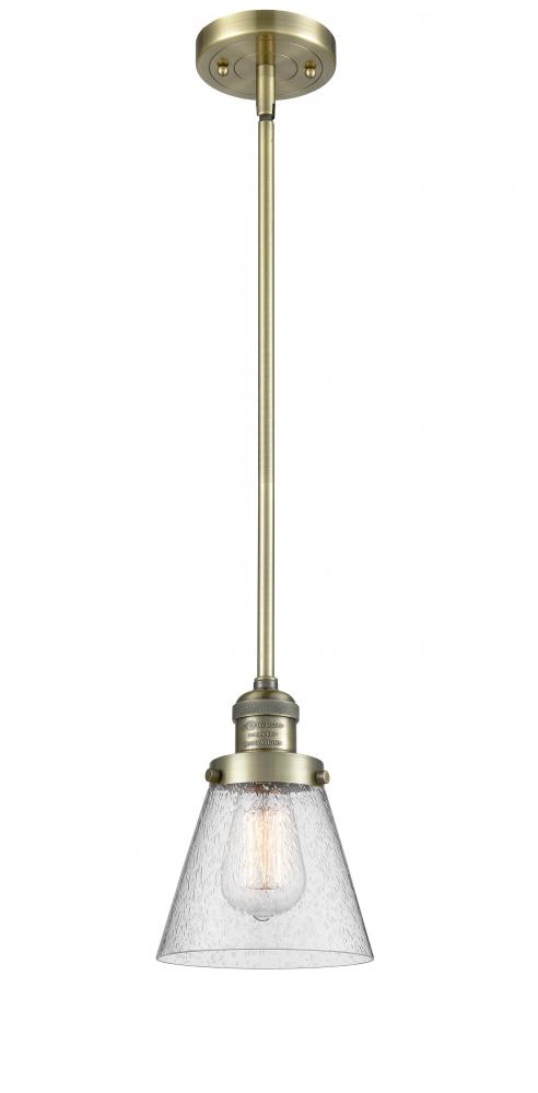 Cone - 1 Light - 6 inch - Antique Brass - Stem Hung - Mini Pendant