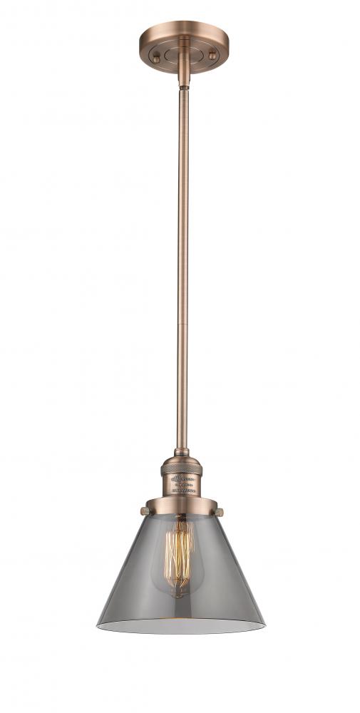 Cone - 1 Light - 8 inch - Antique Copper - Stem Hung - Mini Pendant