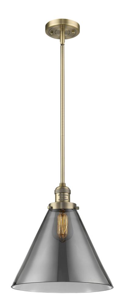 Cone - 1 Light - 12 inch - Brushed Brass - Stem Hung - Mini Pendant