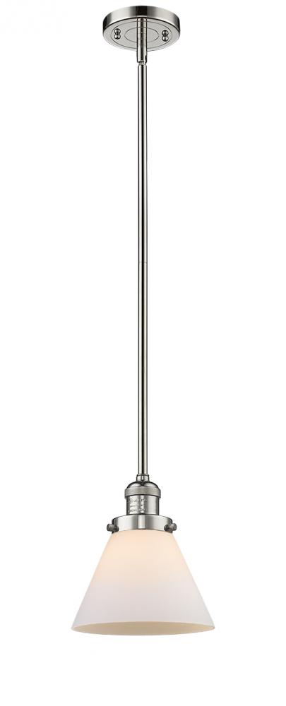 Cone - 1 Light - 8 inch - Polished Nickel - Stem Hung - Mini Pendant