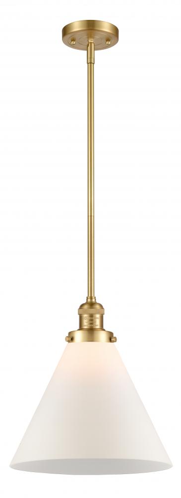 Cone - 1 Light - 12 inch - Satin Gold - Stem Hung - Mini Pendant