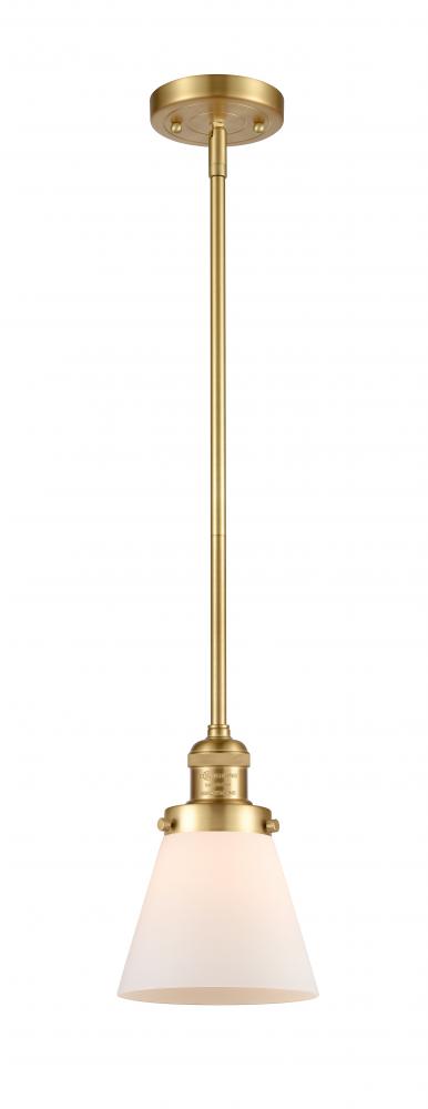 Cone - 1 Light - 6 inch - Satin Gold - Stem Hung - Mini Pendant