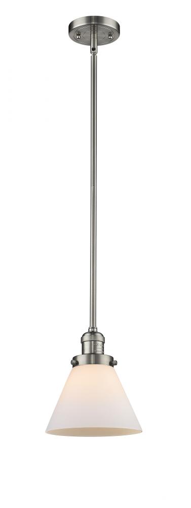 Cone - 1 Light - 8 inch - Brushed Satin Nickel - Stem Hung - Mini Pendant