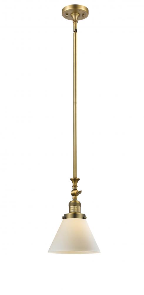 Cone - 1 Light - 8 inch - Brushed Brass - Stem Hung - Mini Pendant