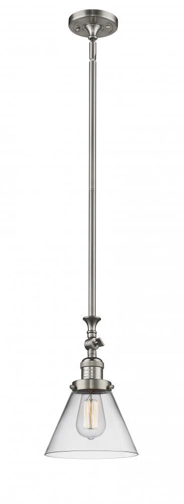 Cone - 1 Light - 8 inch - Brushed Satin Nickel - Stem Hung - Mini Pendant