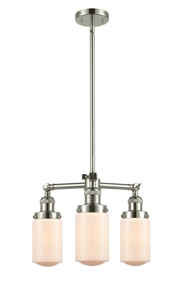 Dover - 3 Light - 17 inch - Polished Nickel - Stem Hung - Chandelier