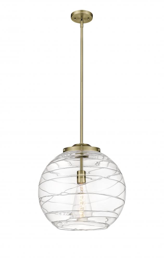 Athens Deco Swirl - 1 Light - 16 inch - Antique Brass - Stem Hung - Pendant