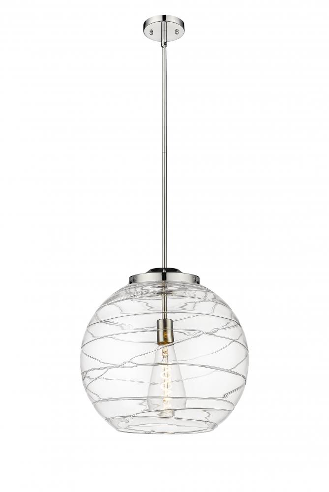 Athens Deco Swirl - 1 Light - 16 inch - Polished Nickel - Stem Hung - Pendant