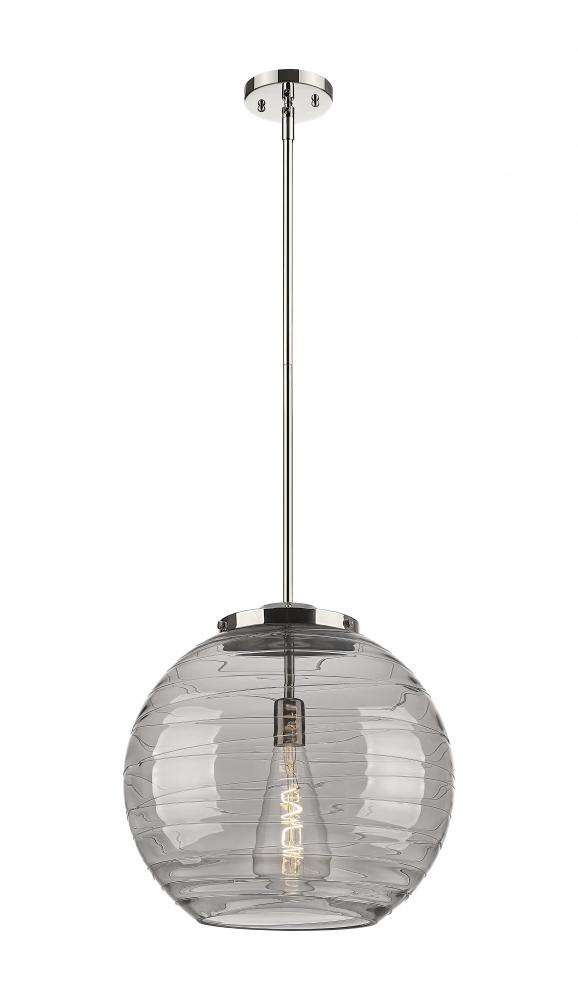 Athens Deco Swirl - 1 Light - 16 inch - Polished Nickel - Stem Hung - Pendant