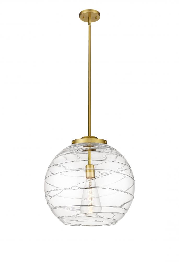 Athens Deco Swirl - 1 Light - 16 inch - Satin Gold - Stem Hung - Pendant