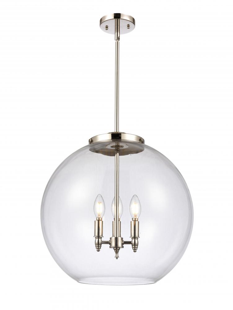 Athens - 3 Light - 18 inch - Polished Nickel - Cord hung - Pendant