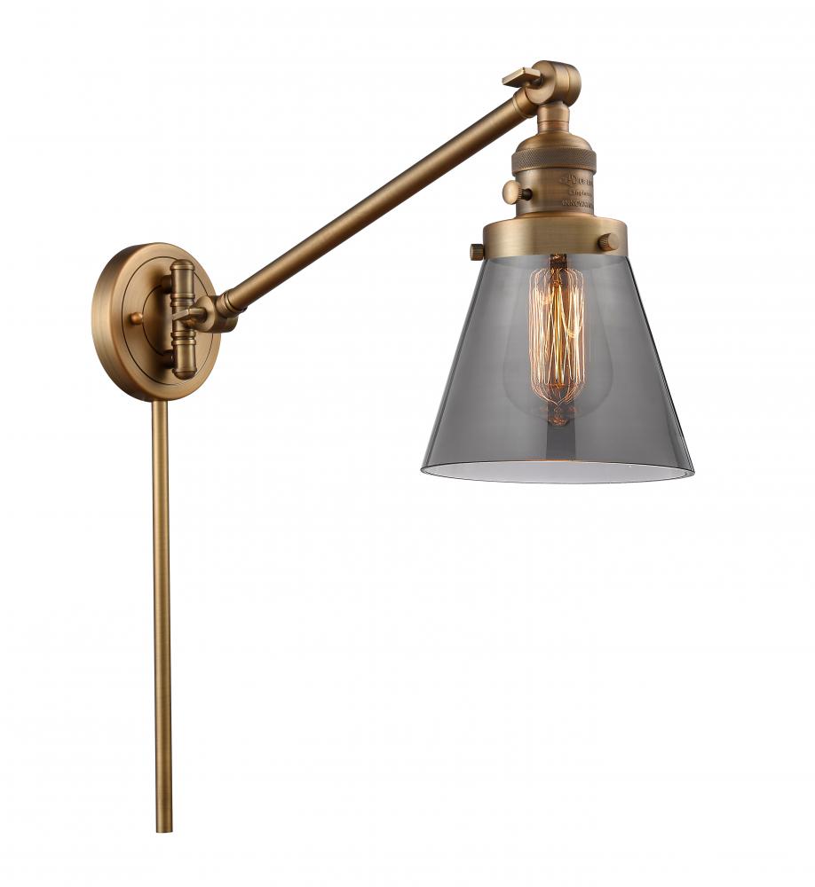 Cone - 1 Light - 8 inch - Brushed Brass - Swing Arm