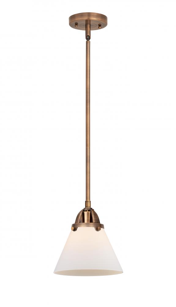 Cone - 1 Light - 8 inch - Antique Copper - Cord hung - Mini Pendant