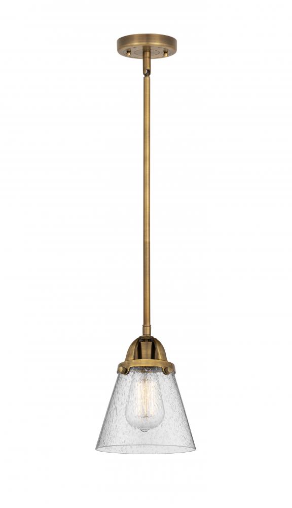 Cone - 1 Light - 6 inch - Brushed Brass - Cord hung - Mini Pendant