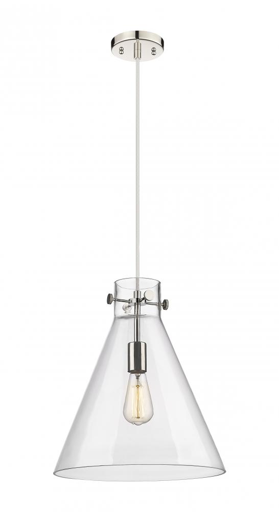 Newton Cone - 1 Light - 14 inch - Polished Nickel - Cord hung - Pendant