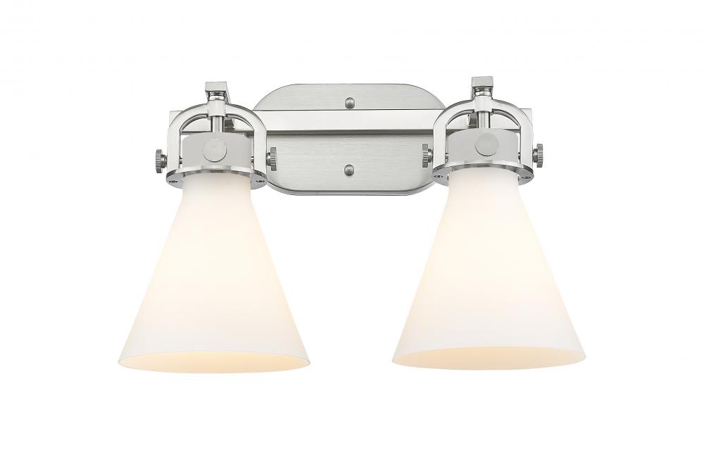 Newton Cone - 2 Light - 17 inch - Satin Nickel - Bath Vanity Light