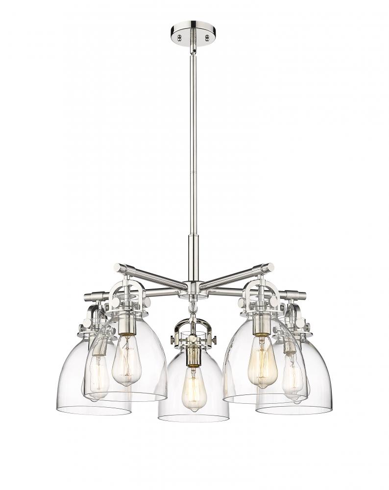 Newton Bell - 5 Light - 26 inch - Polished Nickel - Chandelier