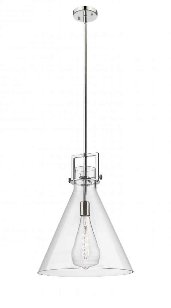 Newton Cone - 1 Light - 16 inch - Polished Nickel - Cord hung - Pendant