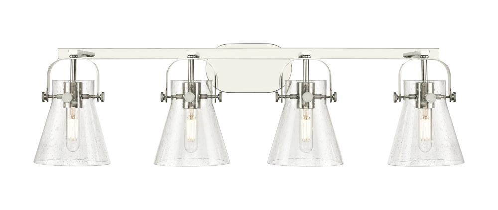 Pilaster II Cone - 4 Light - 37 inch - Polished Nickel - Bath Vanity Light