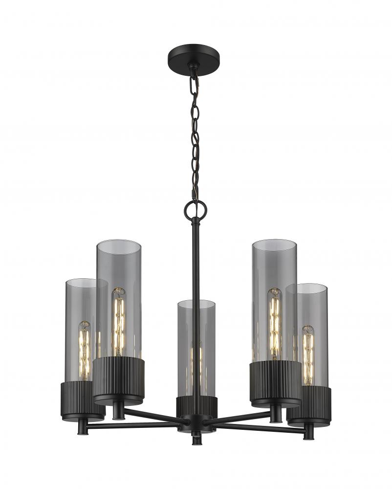 Bolivar - 5 Light - 25 inch - Matte Black - Chain Hung - Chandelier