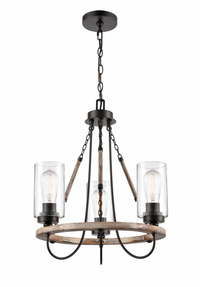 Paladin - 3 Light - 19 inch - Matte Black - Chain Hung - Mini Chandelier