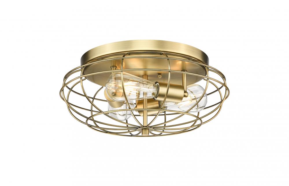 Providence - 3 Light - 15 inch - Brushed Brass - Flush Mount