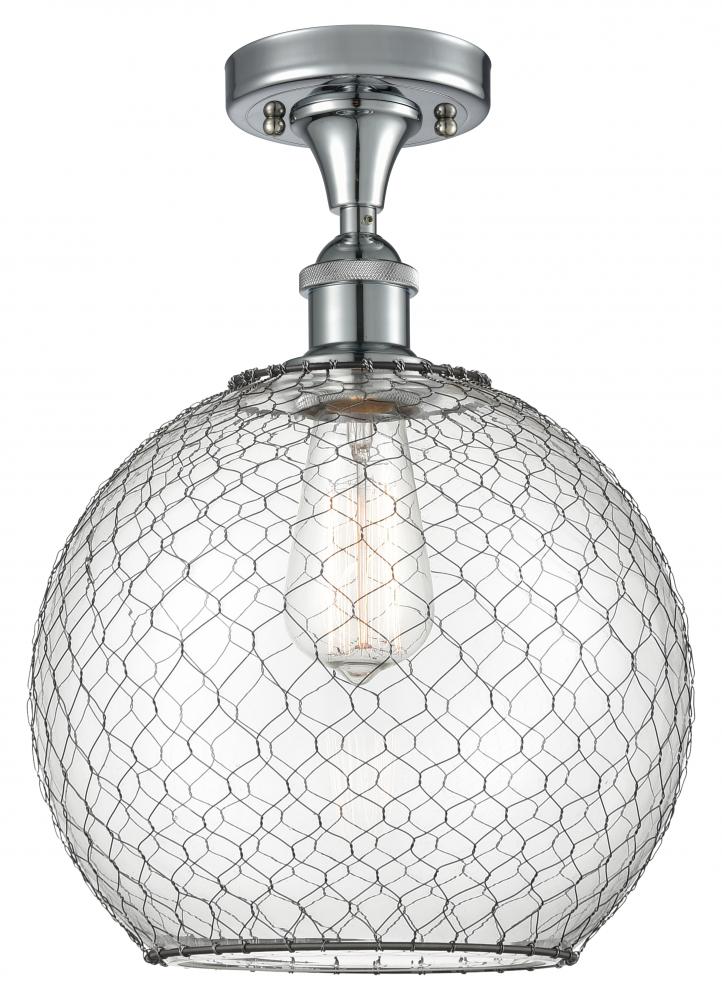 Farmhouse Chicken Wire - 1 Light - 10 inch - Polished Chrome - Semi-Flush Mount