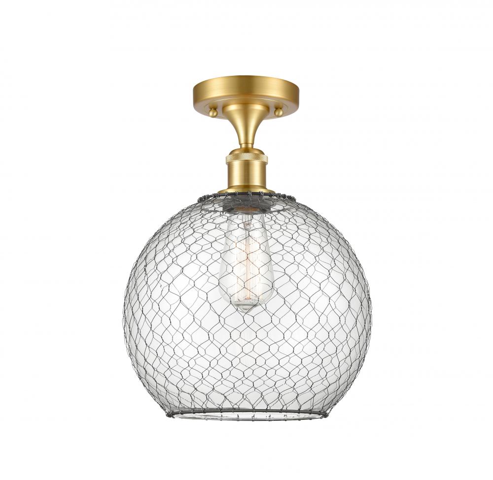 Farmhouse Chicken Wire - 1 Light - 10 inch - Satin Gold - Semi-Flush Mount