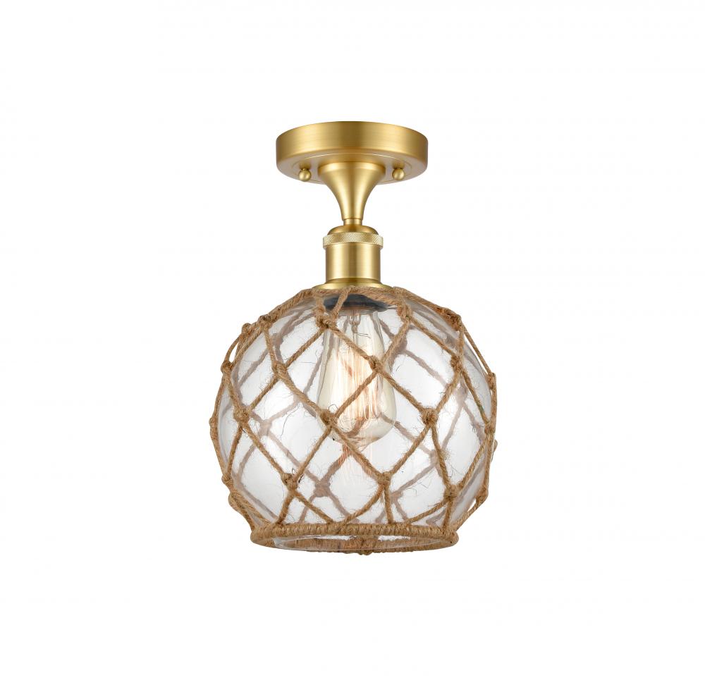 Farmhouse Rope - 1 Light - 8 inch - Satin Gold - Semi-Flush Mount