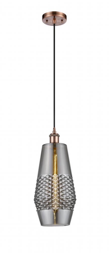 Windham - 1 Light - 7 inch - Antique Copper - Cord hung - Mini Pendant