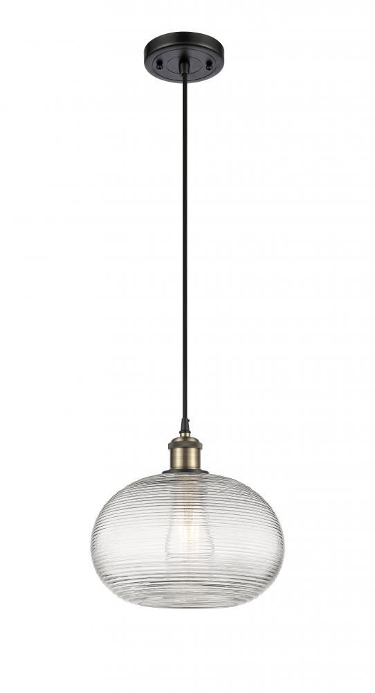 Ithaca - 1 Light - 10 inch - Black Antique Brass - Cord hung - Mini Pendant