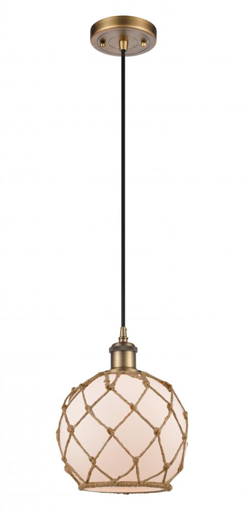 Farmhouse Rope - 1 Light - 8 inch - Brushed Brass - Cord hung - Mini Pendant