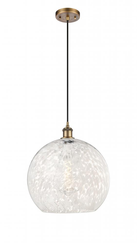 White Mouchette - 1 Light - 14 inch - Brushed Brass - Cord Hung - Pendant