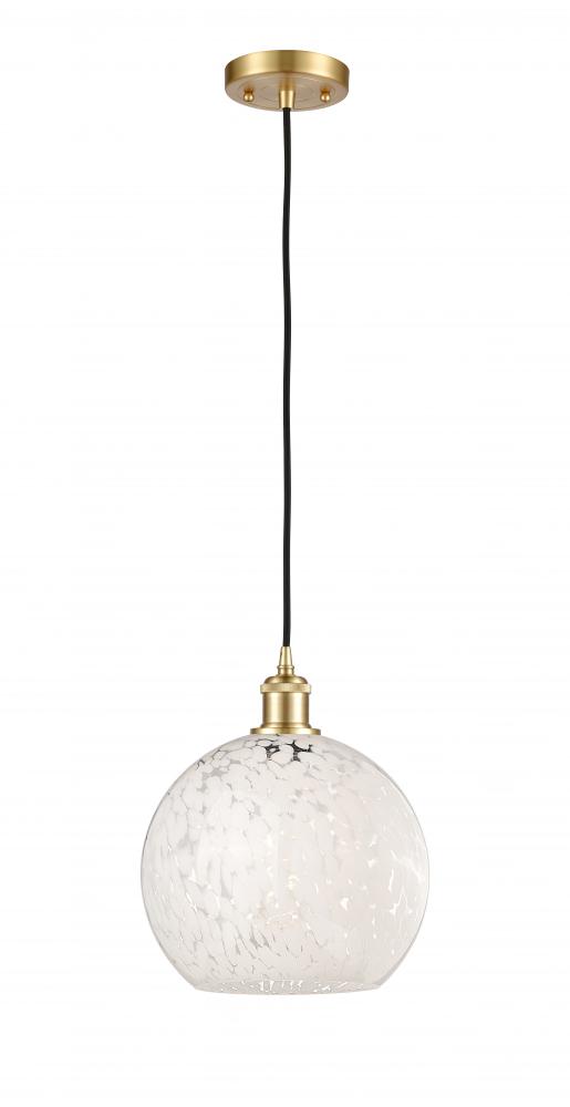 White Mouchette - 1 Light - 10 inch - Satin Gold - Cord Hung - Mini Pendant