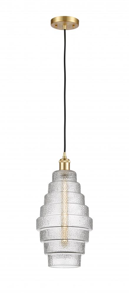 Cascade - 1 Light - 8 inch - Satin Gold - Cord hung - Mini Pendant