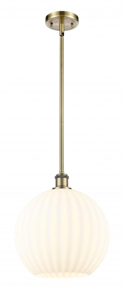 White Venetian - 1 Light - 12 inch - Antique Brass - Mini Pendant