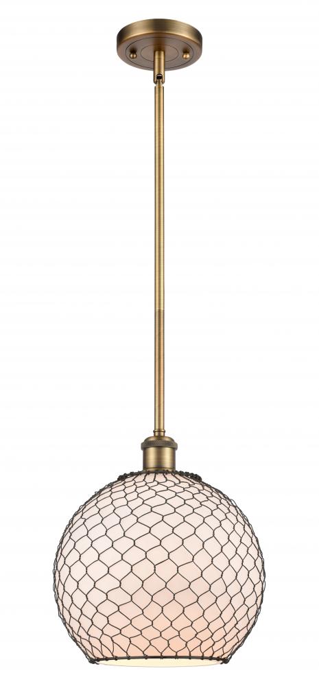 Farmhouse Chicken Wire - 1 Light - 10 inch - Brushed Brass - Mini Pendant