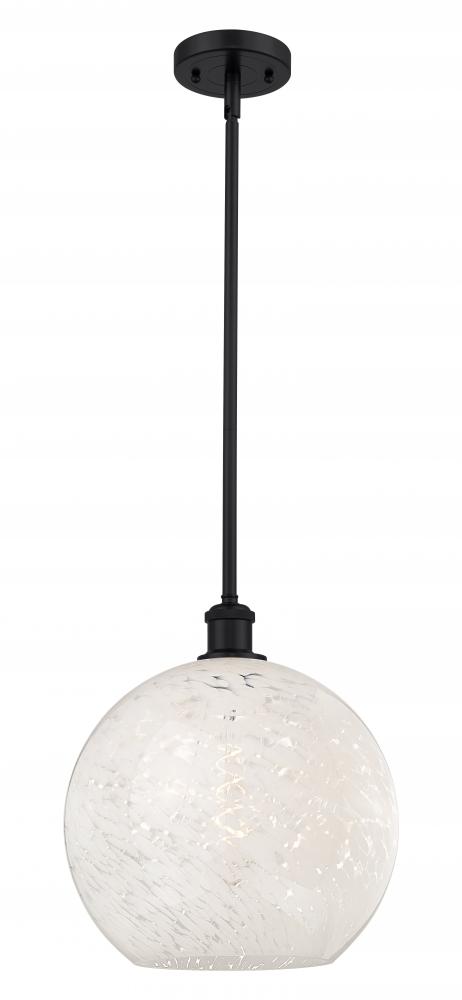 White Mouchette - 1 Light - 12 inch - Matte Black - Mini Pendant