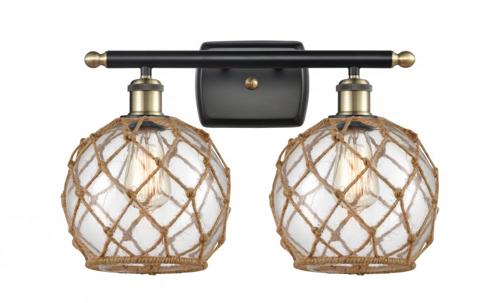 Farmhouse Rope - 2 Light - 18 inch - Black Antique Brass - Bath Vanity Light