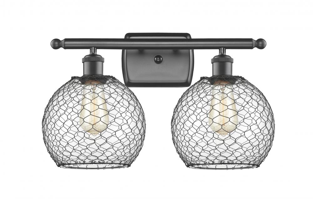 Farmhouse Chicken Wire - 2 Light - 18 inch - Oil Rubbed Bronze - Bath Vanity Light