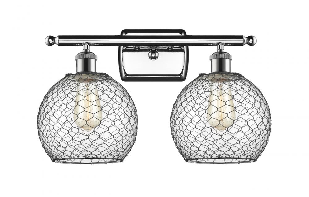 Farmhouse Chicken Wire - 2 Light - 18 inch - Polished Chrome - Bath Vanity Light