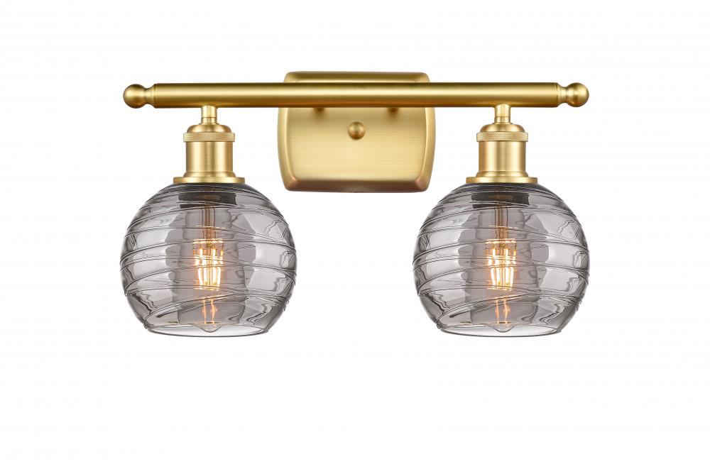 Athens Deco Swirl - 2 Light - 16 inch - Satin Gold - Bath Vanity Light