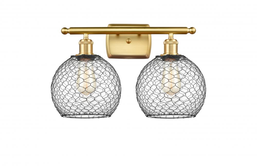 Farmhouse Chicken Wire - 2 Light - 18 inch - Satin Gold - Bath Vanity Light