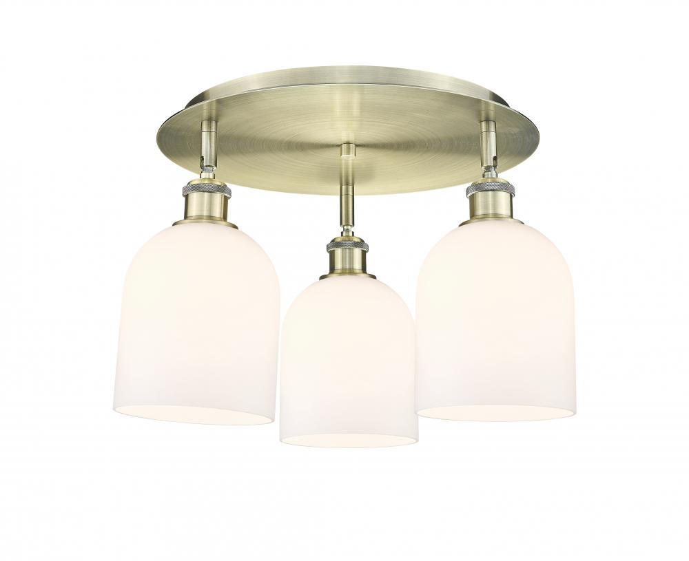 Bella - 3 Light - 17 inch - Antique Brass - Flush Mount