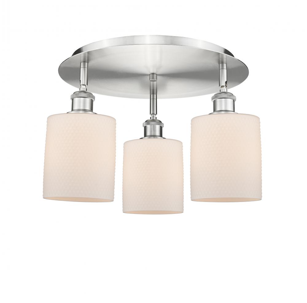 Cobbleskill - 3 Light - 17 inch - Satin Nickel - Flush Mount