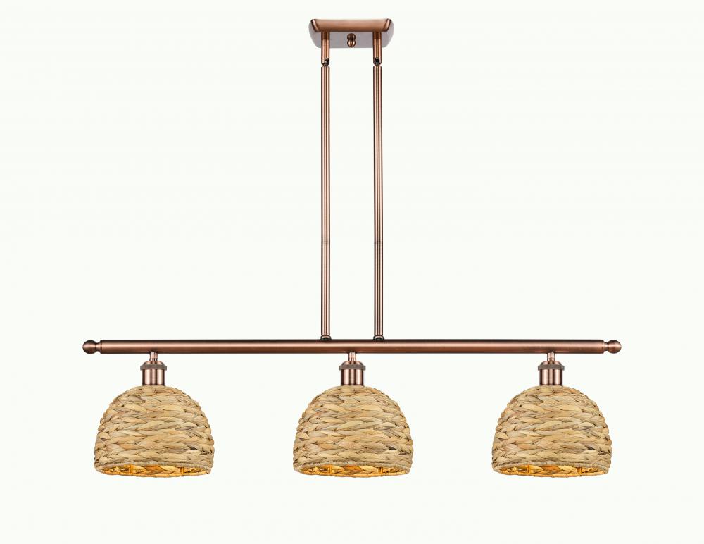 Woven Rattan - 3 Light - 36 inch - Antique Copper - Multi Pendant