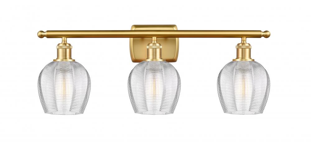 Norfolk - 3 Light - 26 inch - Satin Gold - Bath Vanity Light